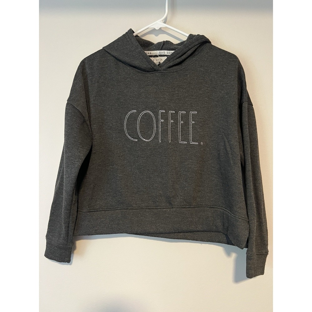 Rae Dunn Hooded "COFFEE" Cropped Sweatshirt And Sweat Pants XS